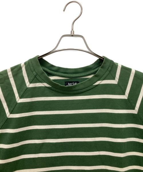 stussy（ステューシー）stussy (ステューシー) 半袖カットソー グリーン×ホワイト サイズ:XLの古着・服飾アイテム