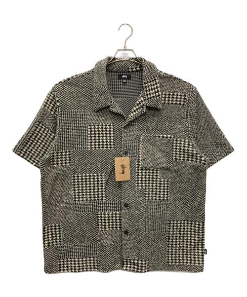 stussy（ステューシー）stussy (ステューシー) MIXED PATTERN JERSEY SHIRT 1140327 ミックスパターンジャージーシャツ ブラック×ホワイト サイズ:XXLの古着・服飾アイテム