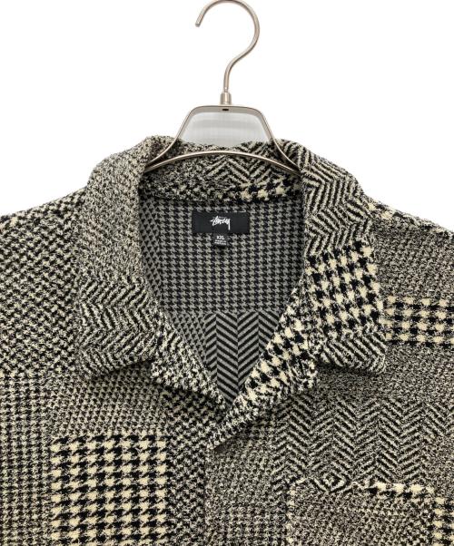 stussy（ステューシー）stussy (ステューシー) MIXED PATTERN JERSEY SHIRT 1140327 ミックスパターンジャージーシャツ ブラック×ホワイト サイズ:XXLの古着・服飾アイテム