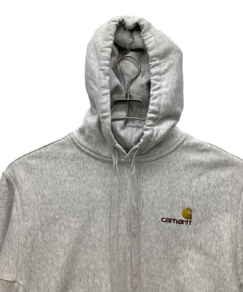 CarHartt（カーハート）CarHartt (カーハート) アメリカンスクリプトフーデッドスウェット ライトグレー サイズ:Sの古着・服飾アイテム