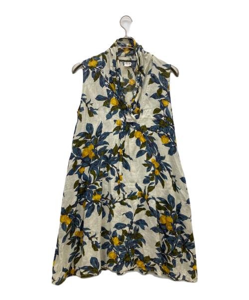 根々（ネネ）根々 (ネネ) ノースリーブワンピース ホワイト×ブルー サイズ:Mの古着・服飾アイテム
