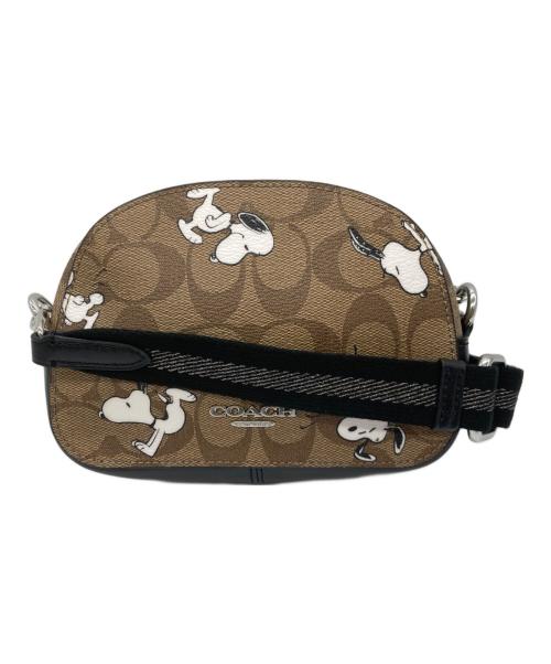 COACH（コーチ）COACH (コーチ) PEANUTS (ピーナッツ) ショルダーバッグ ブラック×ベージュの古着・服飾アイテム