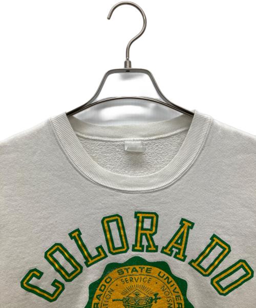 -（-）- (-) 6-70'sクルーネックカレッジスウェット ホワイト サイズ:不明の古着・服飾アイテム