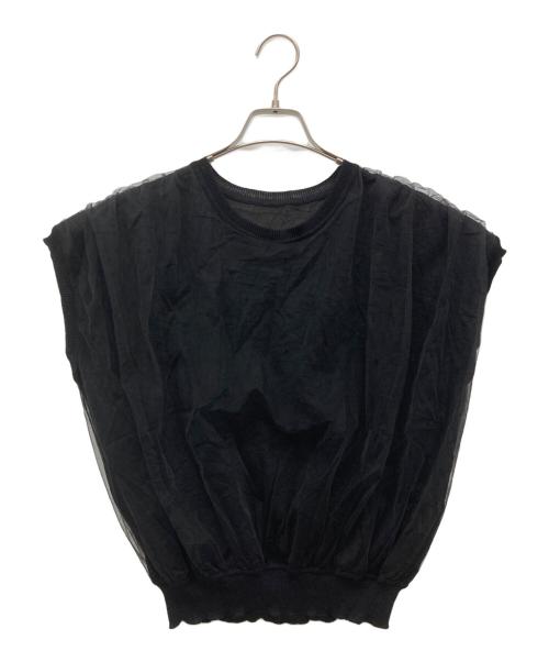 THE PAUSE（ザポーズ）THE PAUSE (ザポーズ) チュールコンビニットプルオーバー ブラック サイズ:FREEの古着・服飾アイテム