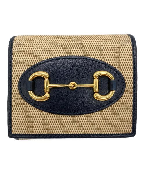GUCCI（グッチ）GUCCI (グッチ) 2つ折り財布 ベージュ×ネイビーの古着・服飾アイテム