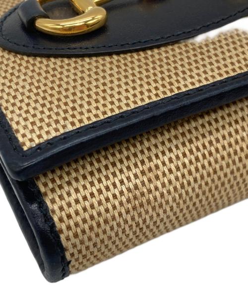 GUCCI（グッチ）GUCCI (グッチ) 2つ折り財布 ベージュ×ネイビーの古着・服飾アイテム