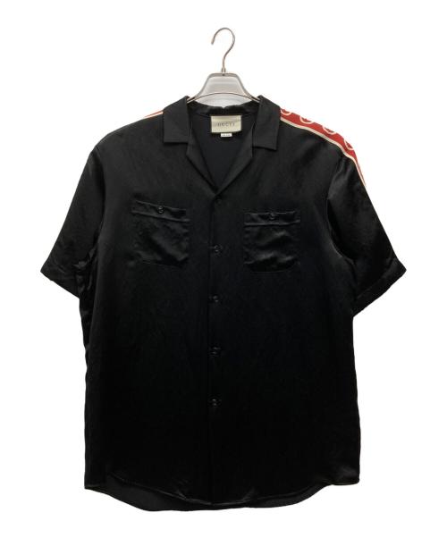 GUCCI（グッチ）GUCCI (グッチ) 開襟半袖シャツ ブラック サイズ:52の古着・服飾アイテム