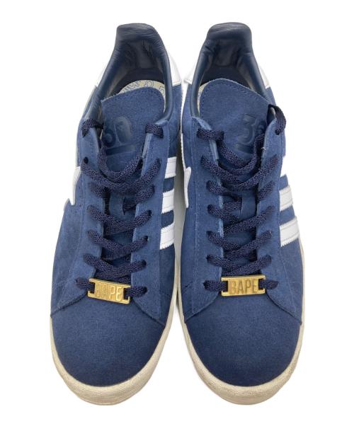 adidas（アディダス）adidas (アディダス) A BATHING APE (ア ベイシング エイプ) CAMPUS 80s BAPE ネイビー サイズ:26の古着・服飾アイテム