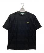 LACOSTEラコステ）の古着「パイル地切り替え同色ボーダーTシャツ」｜ブラック