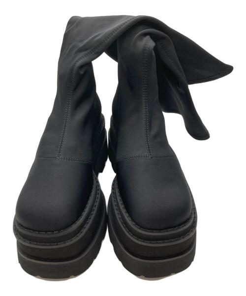 darich（ダーリッチ）darich (ダーリッチ) ウルトラストレッチフラットブーツ ブラック サイズ:M 未使用品の古着・服飾アイテム