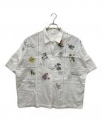 JOURNAL STANDARDジャーナルスタンダード）の古着「フラワーエンブロイダリー開襟シャツ」｜ホワイト