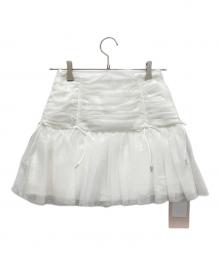 darich（ダーリッチ）の古着「ドットチュールリボンミニスカート」｜ホワイト