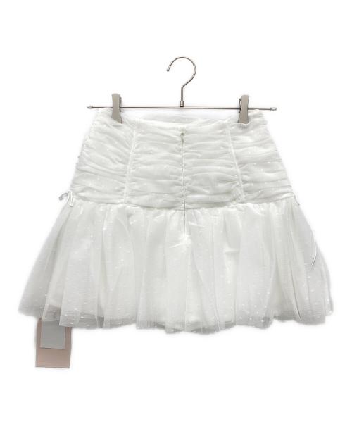 darich（ダーリッチ）darich (ダーリッチ) ドットチュールリボンミニスカート ホワイト サイズ:M 未使用品の古着・服飾アイテム