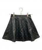 darichダーリッチ）の古着「ドットレザーフレアミニスカート」｜ブラック