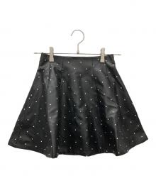 darich（ダーリッチ）の古着「ドットレザーフレアミニスカート」｜ブラック