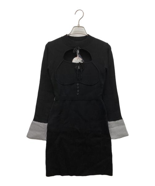 darich（ダーリッチ）darich (ダーリッチ) フロントオープンニットミニワンピース ブラック サイズ:FREE-L 未使用品の古着・服飾アイテム