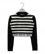 darichダーリッチ）の古着「ボーダージャガードニットトップス」｜ブラック