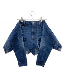 darich（ダーリッチ）の古着「ドッキングデザインデニムショートパンツ」｜インディゴ