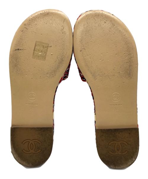 CHANEL（シャネル）CHANEL (シャネル) ファブリックサンダル レッド サイズ:38の古着・服飾アイテム