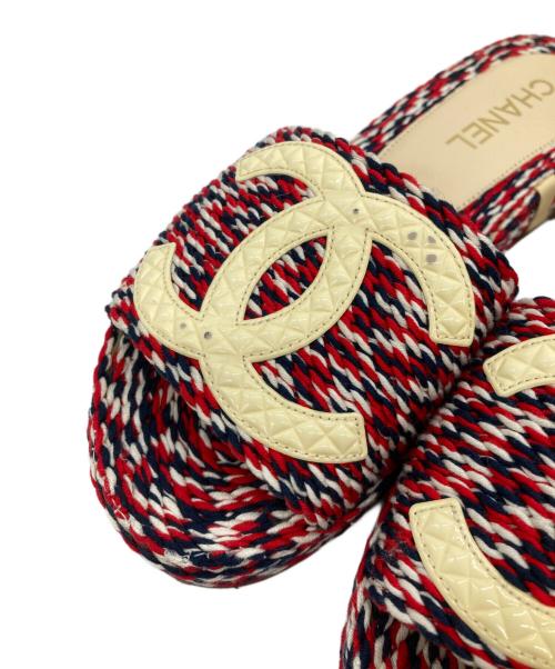 CHANEL（シャネル）CHANEL (シャネル) ファブリックサンダル レッド サイズ:38の古着・服飾アイテム