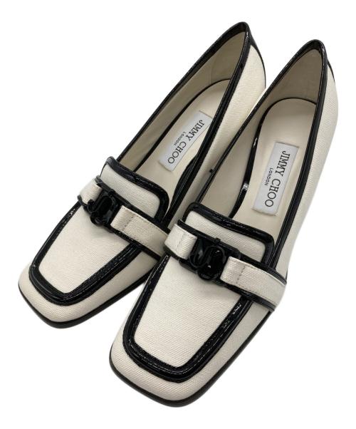 JIMMY CHOO（ジミーチュウ）JIMMY CHOO (ジミーチュウ) EVIN 65 ホワイト×ブラック サイズ:38の古着・服飾アイテム