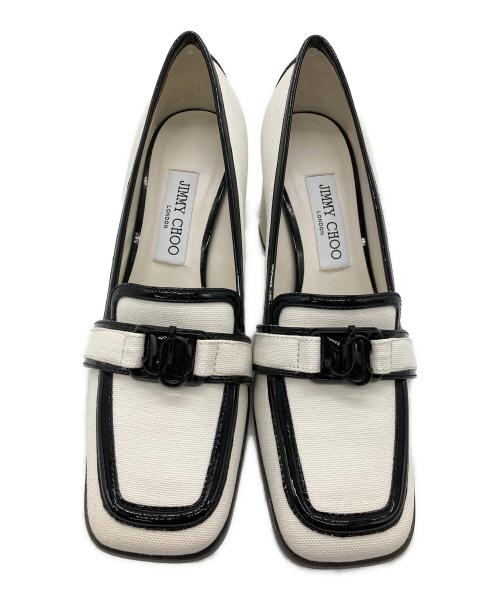 JIMMY CHOO（ジミーチュウ）JIMMY CHOO (ジミーチュウ) EVIN 65 ホワイト×ブラック サイズ:38の古着・服飾アイテム