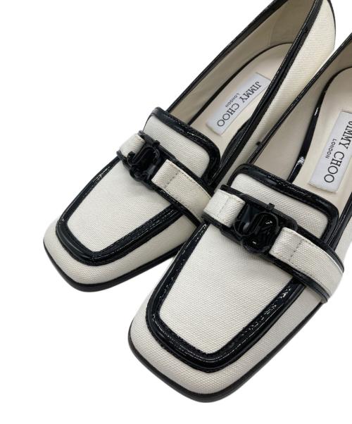 JIMMY CHOO（ジミーチュウ）JIMMY CHOO (ジミーチュウ) EVIN 65 ホワイト×ブラック サイズ:38の古着・服飾アイテム