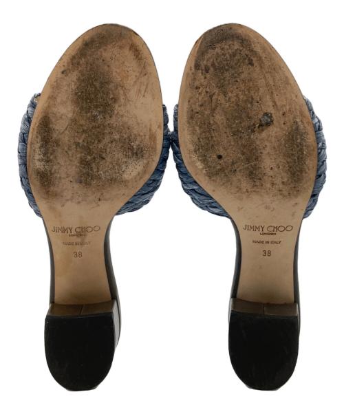 JIMMY CHOO（ジミーチュウ）JIMMY CHOO (ジミーチュウ) ビジューストローサンダル ブルー サイズ:38の古着・服飾アイテム
