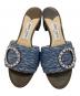 中古・古着 JIMMY CHOO (ジミーチュウ) ビジューストローサンダル ブルー サイズ:38：10000円