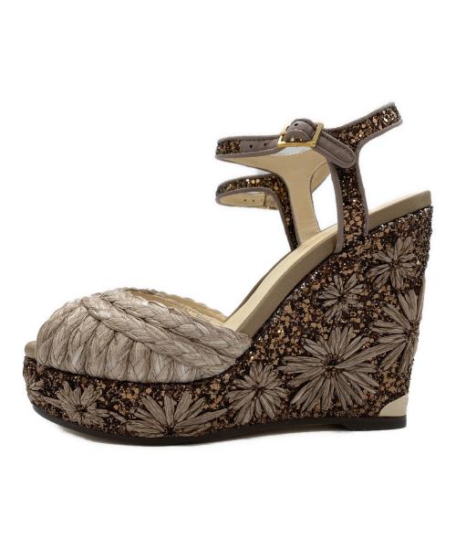 JIMMY CHOO（ジミーチュウ）JIMMY CHOO (ジミーチュウ) ウェッジソールパンプス ブラウン サイズ:37の古着・服飾アイテム
