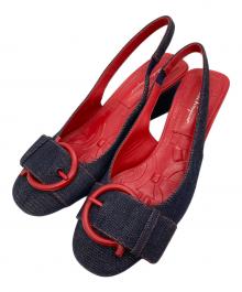 Salvatore Ferragamo（サルヴァトーレ フェラガモ）の古着「バックストラップパンプス」｜インディゴ