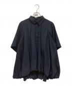 ENFOLDエンフォルド）の古着「BALLOON HALF-SLEEVE BLOUSE」｜ネイビー
