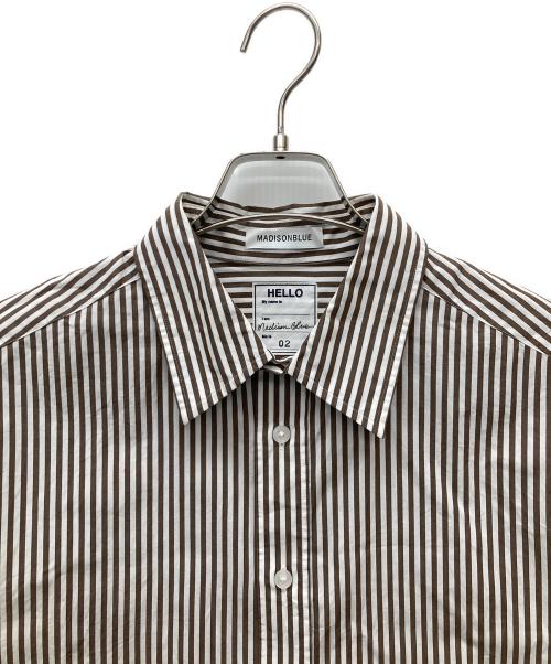 MADISON BLUE（マディソンブルー）MADISON BLUE (マディソンブルー) RELAXED FIT S/S SH ブラウン×ホワイト サイズ:02の古着・服飾アイテム