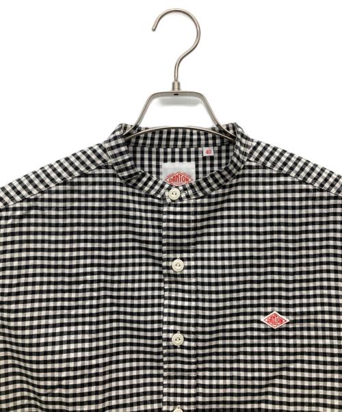 DANTON（ダントン）DANTON (ダントン) バンドカラーシャツ ブラック×ホワイト サイズ:40の古着・服飾アイテム