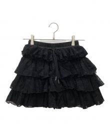 darich（ダーリッチ）の古着「ボリュームレースミニスカート」｜ブラック