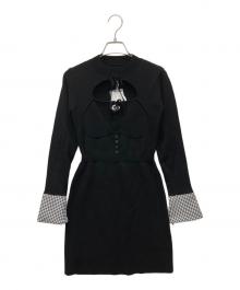 darich（ダーリッチ）の古着「フロントオープンニットミニワンピース」｜ブラック