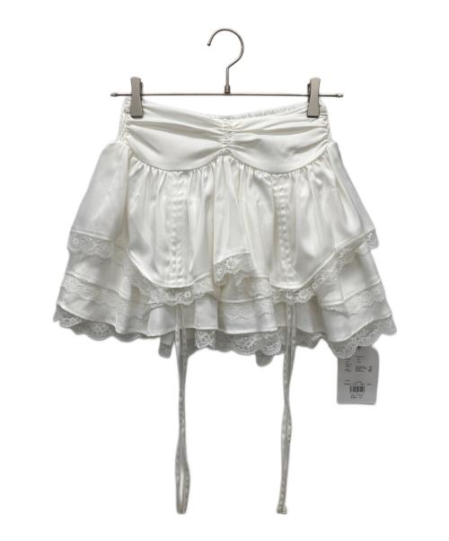 darich（ダーリッチ）darich (ダーリッチ) シャーリングフリルミニスカート ホワイト サイズ:FREE 未使用品の古着・服飾アイテム