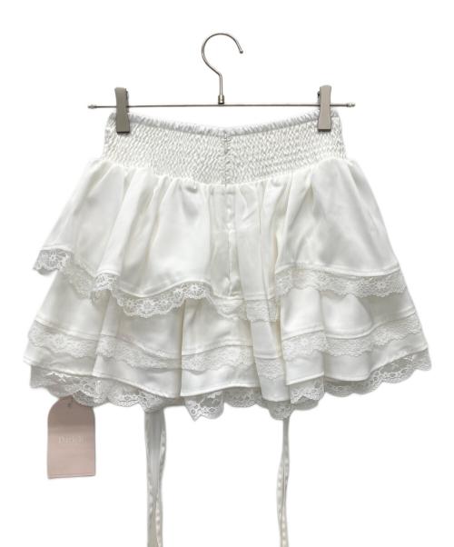 darich（ダーリッチ）darich (ダーリッチ) シャーリングフリルミニスカート ホワイト サイズ:FREE 未使用品の古着・服飾アイテム