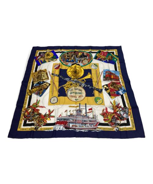 HERMES（エルメス）HERMES (エルメス) スカーフ ネイビーの古着・服飾アイテム