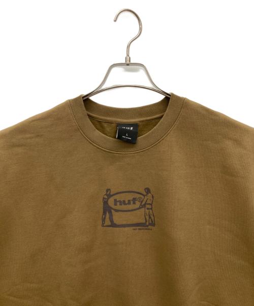 HUF（ハフ）HUF (ハフ) リロケーションクルーネックスウェット ブラウン サイズ:Lの古着・服飾アイテム