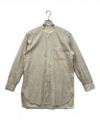 COMOLIコモリ）の古着「バンドカラーシャツ」｜ベージュ