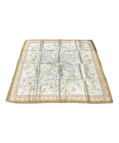 HERMES（エルメス）HERMES (エルメス) シルクスカーフ ホワイト×イエローの古着・服飾アイテム