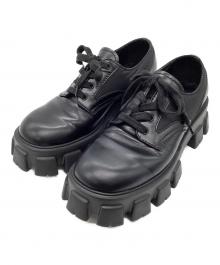 PRADA（プラダ）の古着「ブラッシュドレザー レースアップ シューズ」｜ブラック