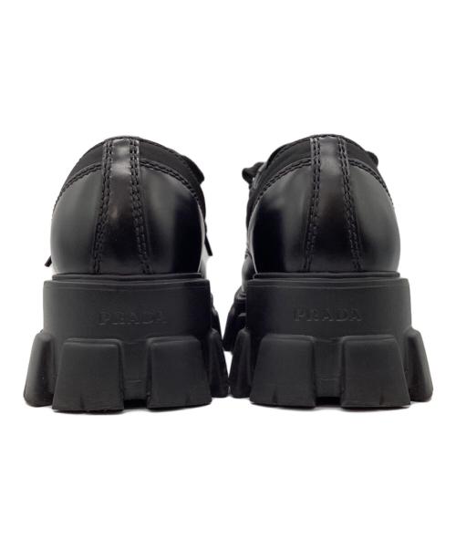 PRADA（プラダ）PRADA (プラダ) ブラッシュドレザー レースアップ シューズ ブラック サイズ:7の古着・服飾アイテム