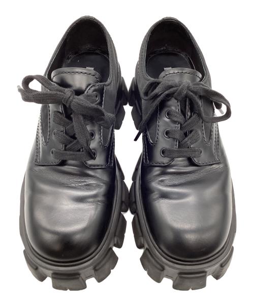 PRADA（プラダ）PRADA (プラダ) ブラッシュドレザー レースアップ シューズ ブラック サイズ:7の古着・服飾アイテム
