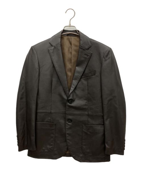 G-Stage（ジーステージ）G-Stage (ジーステージ) レザーテーラードジャケット ブラウン サイズ:48の古着・服飾アイテム