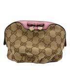 GUCCIグッチ）の古着「コスメポーチ」｜ベージュ×ピンク