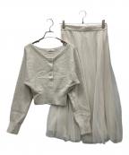 Snidelスナイデル）の古着「ニットカーディガン＆チュールスカートセット」｜ベージュ