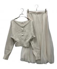 Snidel（スナイデル）の古着「ニットカーディガン＆チュールスカートセット」｜ベージュ