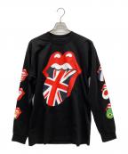 Market rolling stonesローリングストーンズ）の古着「WORLD FLAG LONGSLEEVED T-SHIRT」｜ブラック